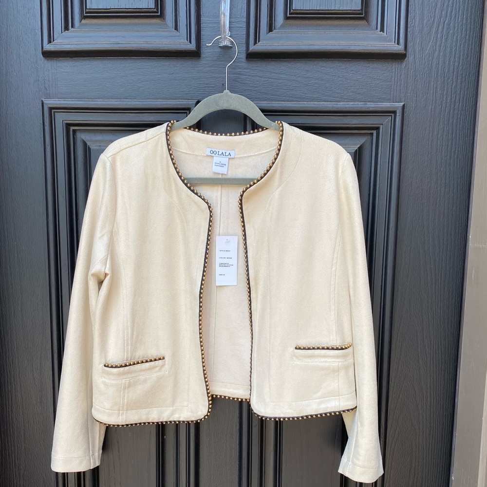 Oolala embellished cream jacket with gold beading